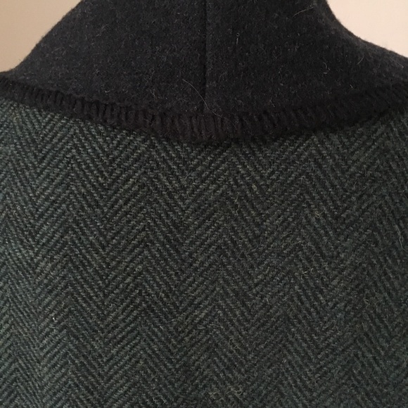 Vintage green herringbone Shawl-collar boiled wool jacket toggle closure - Picture 4 of 9
